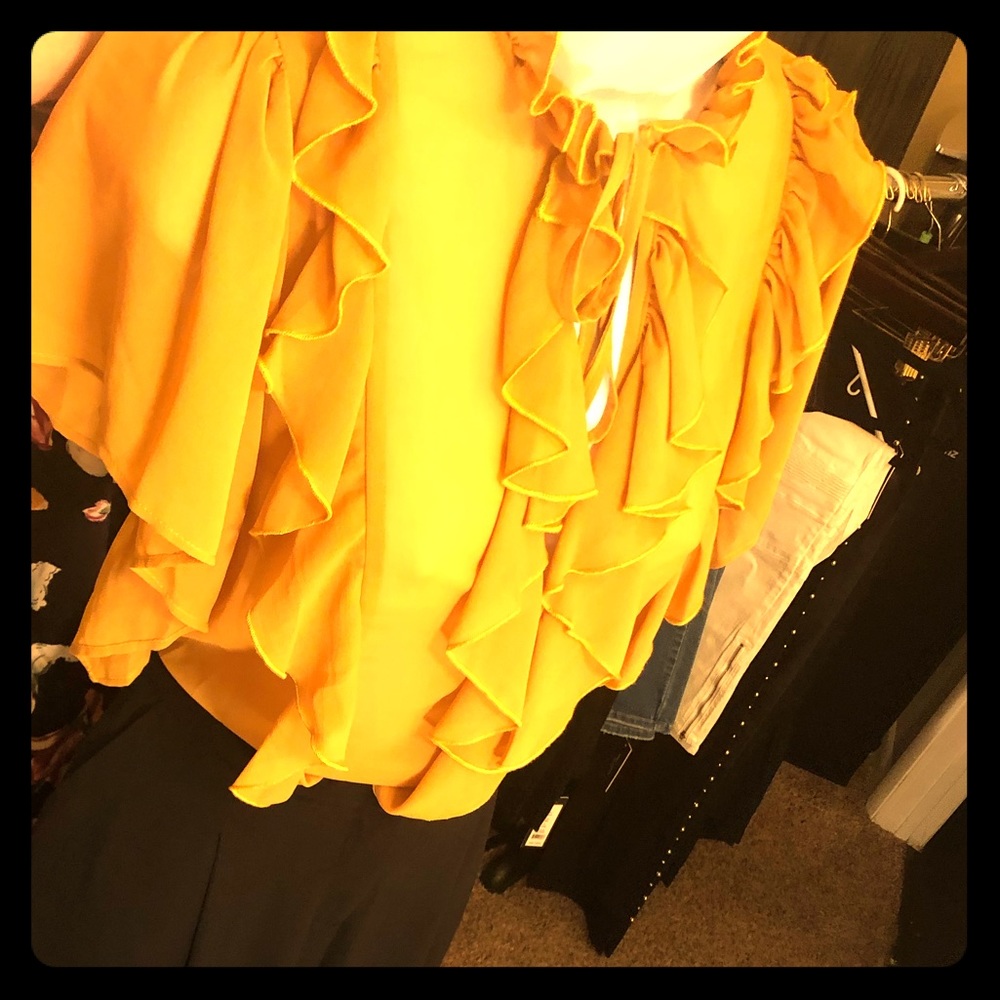 Golden yellow ruffle blouse